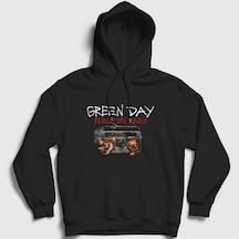 Presmono Unisex Radio Green Day Kapüşonlu Sweatshirt Siyah