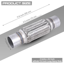 Egzoz Spiral Flex Borusu,51mmx 295mm Üniversal Tip, Paslanmaz Çe