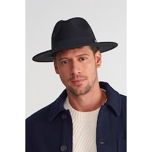 Külah Erkek Büyük Beden 60cm Siyah Fedora Şapka - Siyah