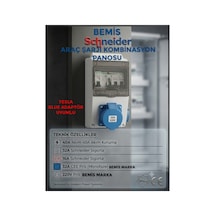 Sigortalı 7.5 Kw - 32 Amper Elektrikli Araç Şarjı İstasyonu Type 2 Ev Charger Mavi Prizli Kombinasyon Panosu - 918589308