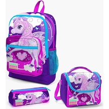 Kids Mor Pembe Unicorn Desenli 3 Lü Okul Çanta Seti Çok Renkli
