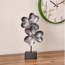Deco Yonca Dekor - Gümüş / Siyah - 30 Cm