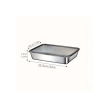 304 Kalite Paslanmaz Çelik Fırın Ve Saklama Kabı - 25x20x5 Cm Sızdırmaz Kapaklı Çelik Tepsi Bölmesi