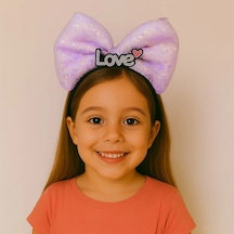 Mey İthalat Led Işıklı Love Yazılı Mor Fiyonk Taç - Kız Çocuk Parti Tacı 72232313