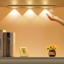 Hareket Sensörlü Ledli Gece Lambası, Parlaklık Ayarı Yapılabilir, 3000k-6000k, 3 Mod, Kablosuz, Merdiven Aydınlatması, Usb Şarj Edilebilir Işık, Led Manyetik Lamba, Cata Akasya - Beyaz 40 Cm Açık Lacivert