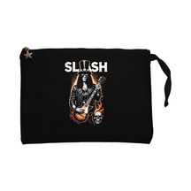 Slash Guitarist Skull Logo Siyah Clutch Astarlı Cüzdan / El Çantası