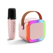 Mini Kablosuz Bluetooth Karaoke Hoparlör Kareoke Makinesi Çocuklar İçin Evde Karaoke Seti Pembe