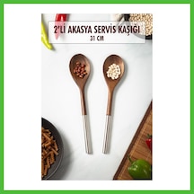 Vaveni Akasya 2 Li Servis Kaşığı & Sunum Kaşığı & Salata Servis Seti Arz