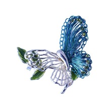 Blucome Narin Delikli Kelebek Bakır Broş El Dokuma Moda Hırka Kadın Erkek Ceket Başörtüsü Pimleri Yeşil