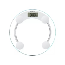 Bydiz Dijital Baskül Banyo Tartısı, 180 Kg Kapasiteli Vücut Tartısı, Temperli Cam, Yuvarlak Tasarım, Led Ekran, O