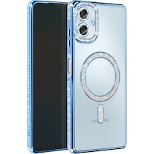 Samsung Uyumlu Galaxy A06 Joke Simli Magneticsafe Kılıf Mavi,