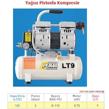 Puma PSLY 9 0.75M 9 L Yağsız Kompresör