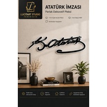 Atatürk İmzası Duvar Dekoru 1 Mm Aynalı Pleksi 3 Mm Mdf Kendinden Yapışkanlı Dekoratif Duvar Süsü Siyah