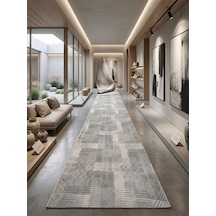 Aksu Prime Desa Dmr Halıcılık Gri Modern Kabartmalı Kaymaz Taban Çocuk Odası Salon Hol, Koridor Mutfak Yıkanabilir Jel Kesme Yolluk Halı