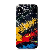 Apple Uyumlu iPhone Xs Renkli Boya Darbeleri Desenli Silikon Kılıf