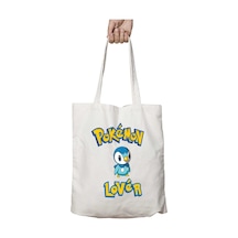 Art Hediye Pokemon Lover Piplup İki Tarafı Kalıcı Baskılı Yıkanabilir Çanta Çok Renkli