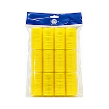Profesyonel Cırtlı Bigudi 30 Mm 3 Cm 12'li Set - Yapışkanlı Saç Bigudisi Sarı Orta Boy