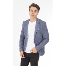 Sposo 5126 Dar Kalıp Yarım Astarlı Mavi Erkek Blazer Ceket Mavi