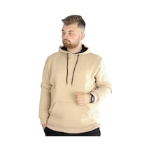 Mode Xl Erkek Sweatshirt Kapşonlu Pocket Basic 20562 Bej 001
