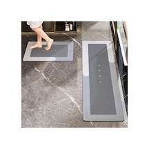 Kaymaz Tabanlı Uzun Gri Banyo Paspası, Süper Emici, 40 X 120 Cm 2li
