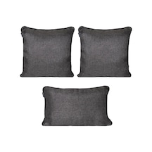 3'lü Hasır Dokulu Fitilli Kırlent Kılıfı Antrasit-380