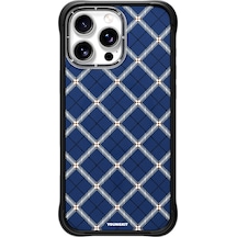İphone 16 Pro Uyumlu Kılıf M-safe Şarj Özellikli Youngkit Argyle Serisi Kapak Mavi Mavi
