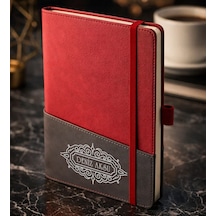 Bk Gift Kişiye Özel Kırmızı Termo Deri Defter -11, Kartvizit Bölmeli, Çizgili Ivory Kağıt Kobitmeyencom36028 Bk Gift
