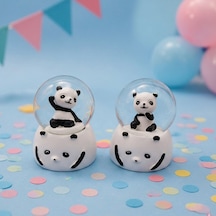 Delux Serisi Sevimli Obje Arkadaşa Armağan Dekor Süsü Mini Işıklı Panda Kar Küresi