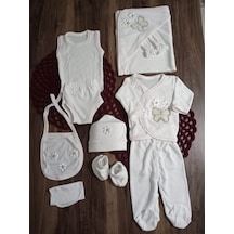 Petite Ponponbaby 10 Lu Hastane Çıkışı Seti Kelebek Desenli Beyaz