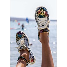 Kadın Vegan Deri Çok Renkli Sneakers - Eternal Swirl Tasarım