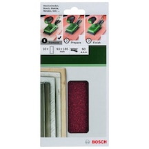 Bosch - Titreşimli Zımpara Kağıdı 10'Lu. 93 X 185 Mm 60 Kum 8 Del 2609256A81
