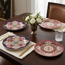 Lucky Art Etro Bone 27cm 4lu Yuvarlak Tabak Seti Çok Renkli