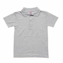 Gri Kısa Kol Düz Yakalı 6-16 Yaş Çocuk Okul Lakos Tişört T-Shirt
