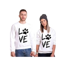 Tshirthane Love Pati Sevgili Kombinleri Unisex Sweatshirt Kırık Beyaz