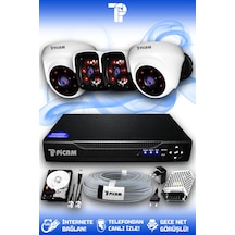 Picam 4 Kameralı Panda 2 İç Kamera Set 250 GB HDD Full HD Gece Görüşlü Güvenlik Kamerası Sistemi