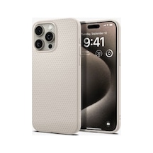 Spigen İphone 15 Pro Max İle Uyumlu Kılıf Liquid Air Kaymaz Dokulu Yüzey Bej Kapak - Acs07212 Renkli