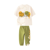 Lolliboomkids Yeni Sezon Çocuk Dondurma Küllah Baskılı Pamuklu T-shirt Eşofman Alt Üst Takım 2 Parça Yeşil Krem Yeşil - Krem