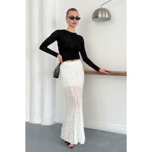 Verymoda Dantel Abiye Etek F1887 Krem