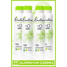 Detox Fresh Kadın Alüminyumsuz Vegan Deodorant 4x150 ML Hızlı Kurur, Leke Bırakmaz