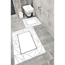 Buççin Online Mağaza Su Emici Yumuşak Kaymaz Taban Sünger Dolgulu Yıkanabilir Dekoratif Banyo Paspası Takımı Ehl211 Polye Çok Renkli