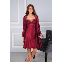Pierre Cardin 6325 Kadın Saten Altılı Çeyiz Seti - Bordo Çok Renkli