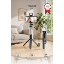 Tripod Çok Amaçlı Kumandalı Kablosuz Selfie Çubuğu S03 Siyah