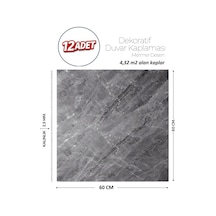 60x60 Cm Kendinden Yapışkanlı Duvar,banyo,tezgah Arası Antrasit Mermer-12 Adet 8807-60-12