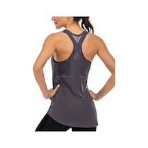 Ghassy Co. Kadın Racerback Sırt Açık Yarı Fileli Antrenman Yoga Koşu Spor Atlet Tank Tops 1780 001 Füme