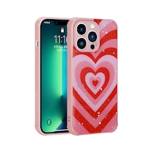 Zore İphone 12 Pro Max Uyumlu Simli Desenli Kamera Korumalı Parlak Ogaa Popy Kılıf-kalp