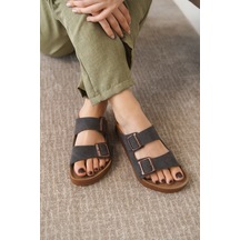 Daxtors Arizona Günlük Ortopedik Unisex Tokalı Terlik Kahverengi