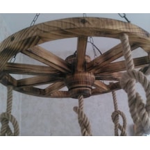 Otantik Çarşı Ahşap Halatlı Teker Avize 70 Cm. 4'Lü