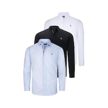 Üçlü Set G674 Dewberry Erkek Gömlek-siyah-beyaz-açık Mavi Siyah-beyaz-açık Mavi