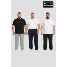 Süperlife Erkek Büyük Beden Paça Reçme İnce Eşofman Altı 3 Lü Set Rahat Kalıp Spr26bea952+3 Siyah