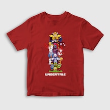 Presmono Unisex Çocuk All Undertale T-shirt Kırmızı